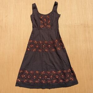 Antonio Melani Floral Beaded Embroidered Boho‎ Y2K Knee Length Dress Women's 2